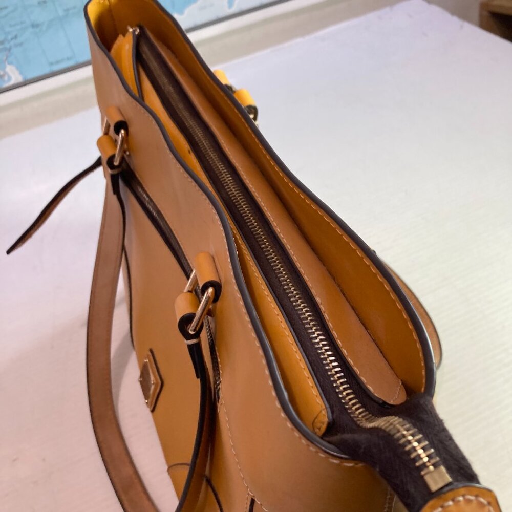 DOONEY & BOURKE Beacon Zip Tote Dandelion Yellow European Vacchetta Leather - Picture 6 of 16